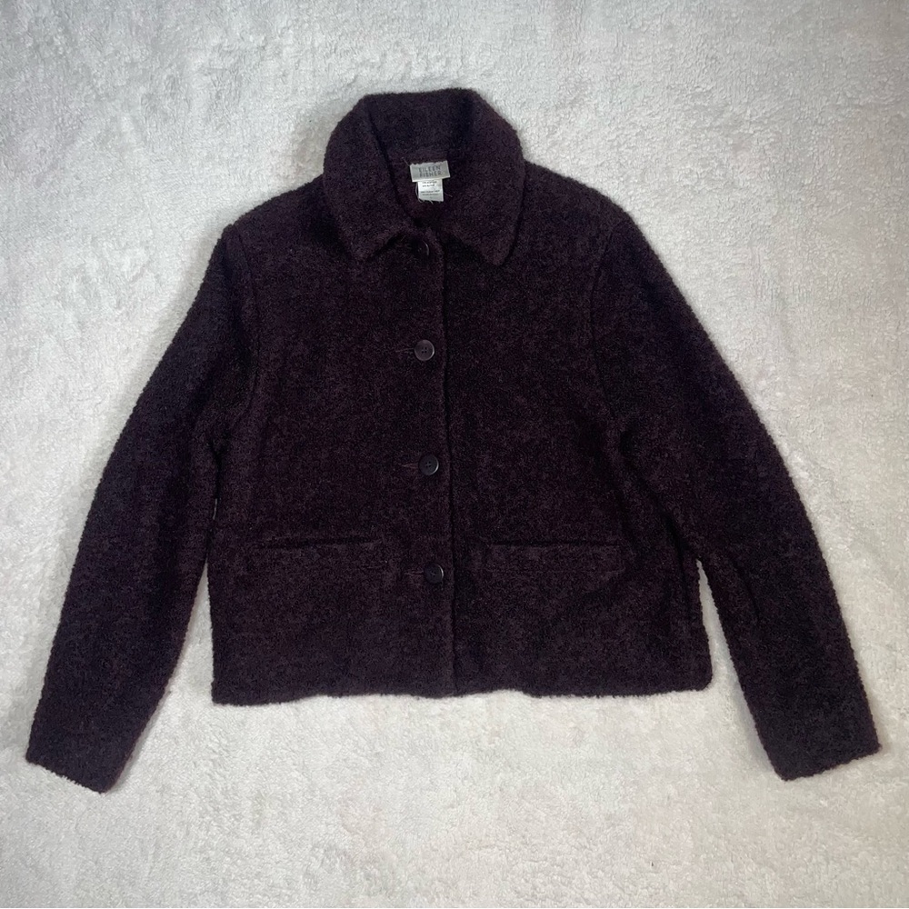 Eileen Fisher Womens Wool Jacket Size S Boucle Pockets